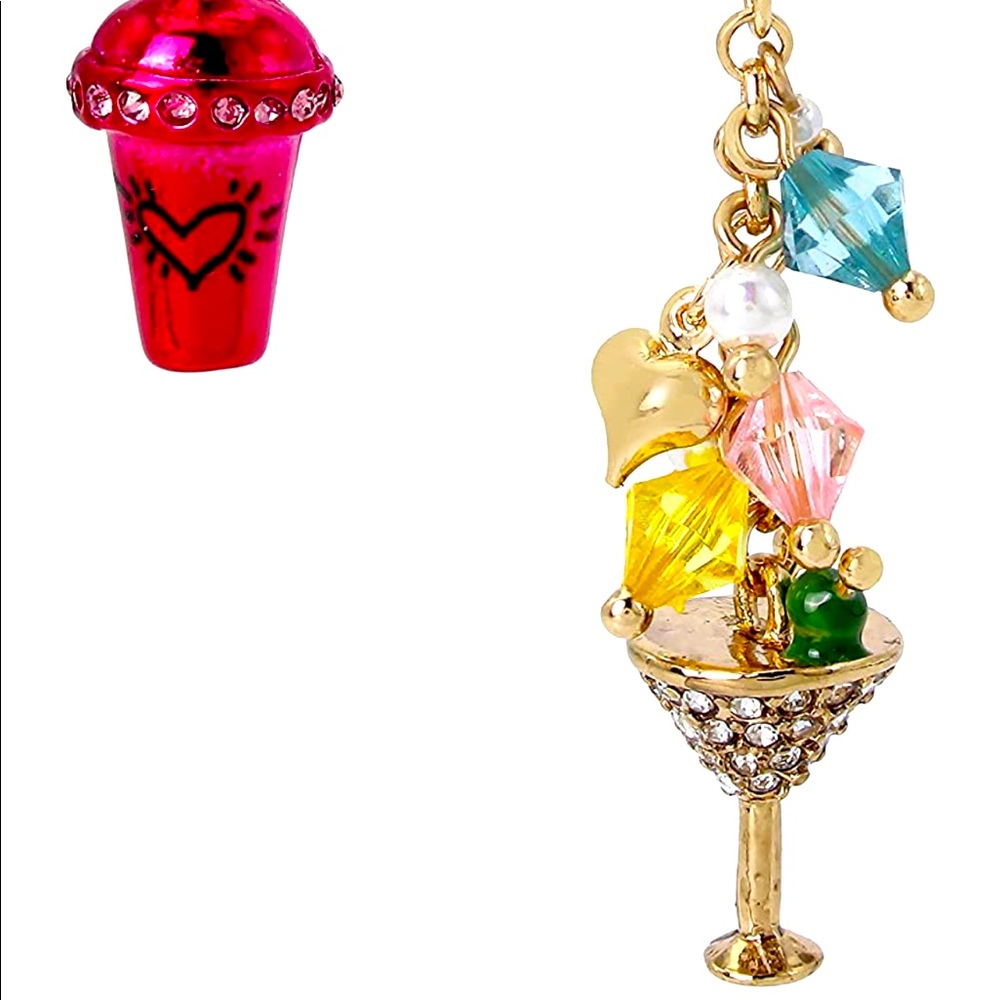 New BETSEY JOHNSON Martini Mismatch Drop Earrings - Picture 6 of 10